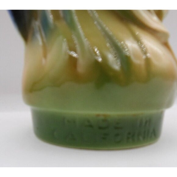 Planter#338 MCM Parrot on broad leaves Round Made in California 1950s Ceramics - Picture 6 of 7